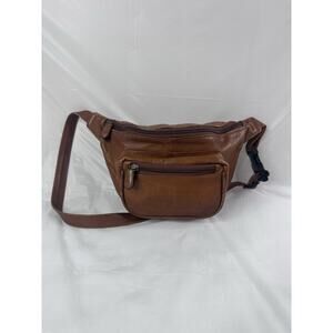 Boulder Ridge Full Grain Cowhide Leather Fanny Pack Bum Bag Brown Vintage